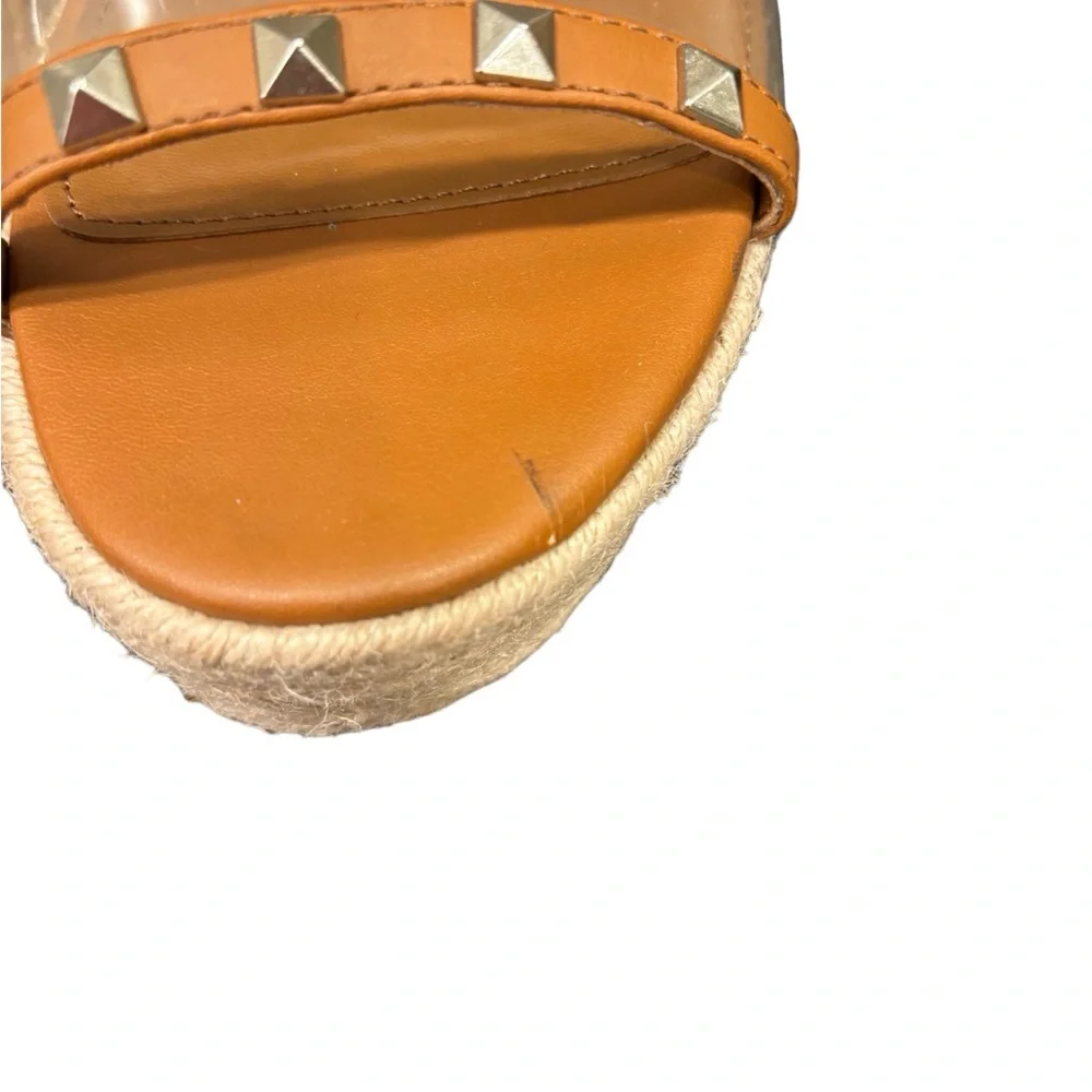 Marc Fisher Studded Clear Platform Espadrilles Wedge Sandals size 7